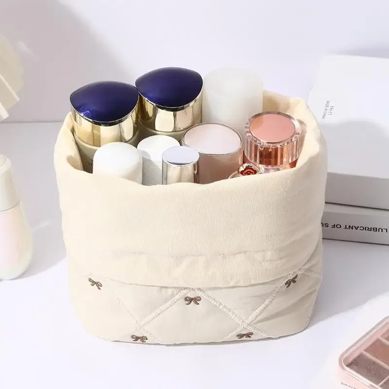 sac de rangement pour cosmétiques, pochette de maquillage à cordon de grande capacité pour voyage, sac de rangement souple, organisateur de table à domicile, essentiels de voyage