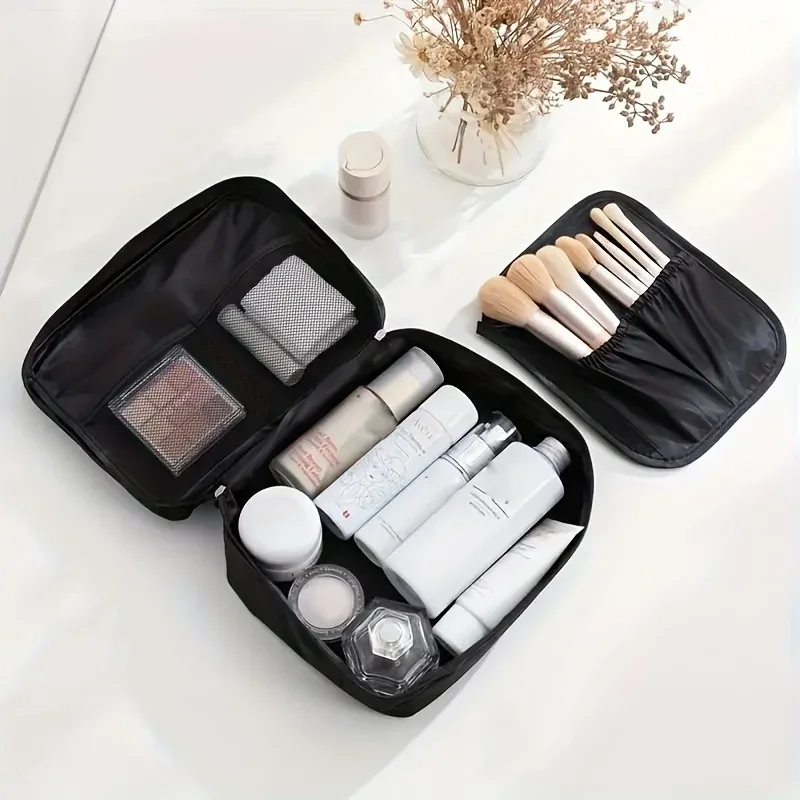 trousse de toilette de voyage de grande capacité, trousse de maquillage, organisateur de bagages portable, sac carré multifonctionnel, pochette de rangement, 1 pièce