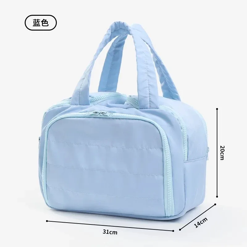 grande trousse de maquillage de voyage 180 °   organisateur de toilette à large ouverture, trousse à cosmétiques rembourrée résistante à l'eau avec poignée pour bouteilles pleines grand format