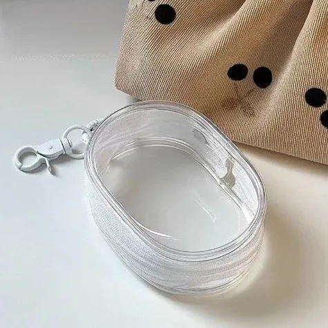 sac de rangement portable mini transparent avec fermeture éclair - organisateur peu encombrant pour écouteurs et chargeurs, polyvalent avec boucle porte-clés pratique