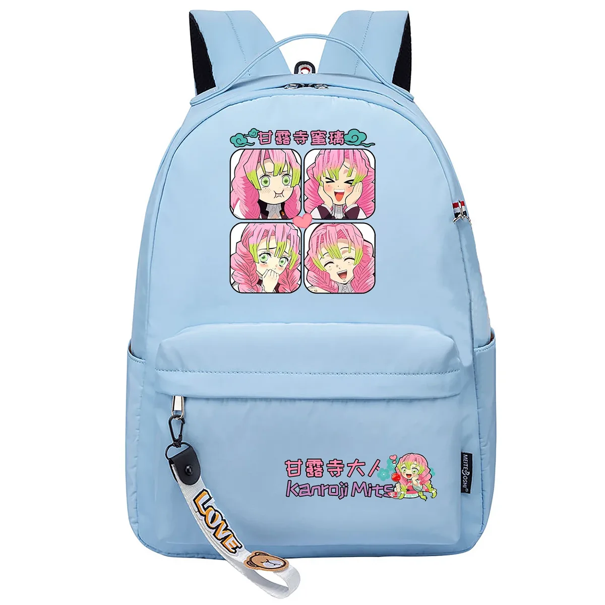 sacs d'école anime kanroji mitsuri kawaii, sac à dos de jour de dessin animé pour femmes, sac à dos de voyage rose, petite épaule pour ordinateur portable