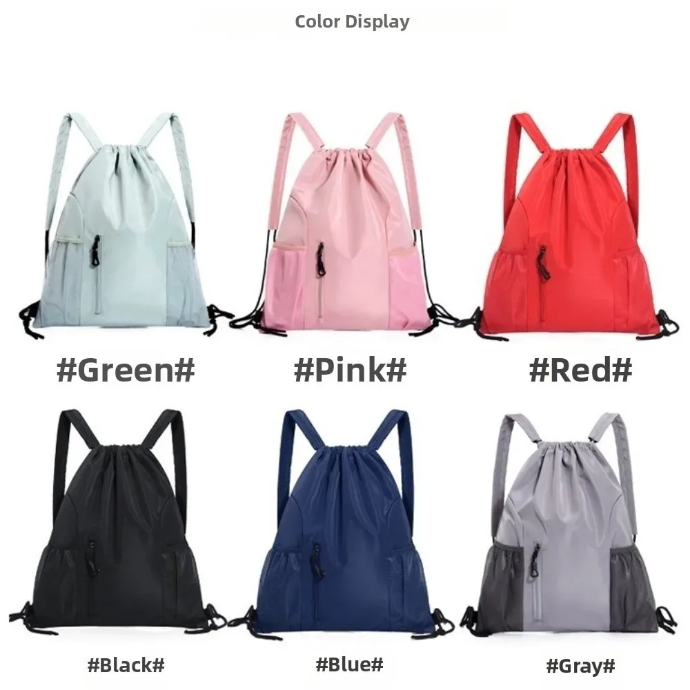 sac à dos simple à cordon de serrage grande capacité, imperméable et léger, sac de sport uni décontracté pour étudiant