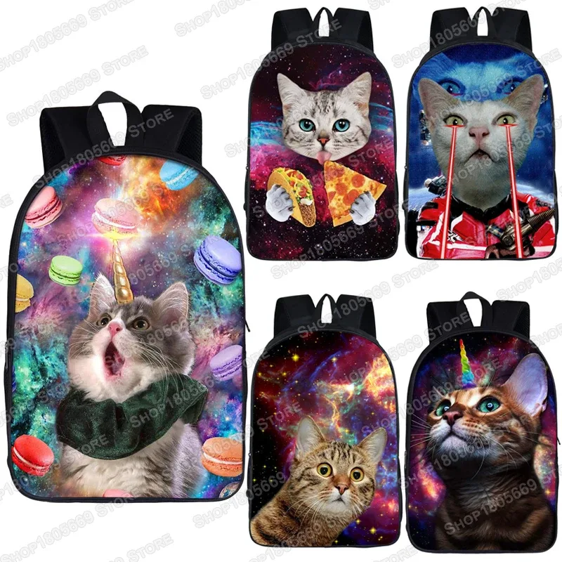 Sac à dos licorne chat espace amusant, sac à dos Laser chat chat, sac à dos d'école pour enfants et adolescentes, sac à livres pour enfants
