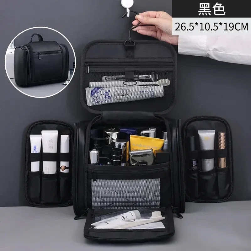 sac de maquillage imperméable avec crochet de suspension et plusieurs poches, sacs cosmétiques pour les essentiels de voyage, trousse de toilette pour femmes et hommes