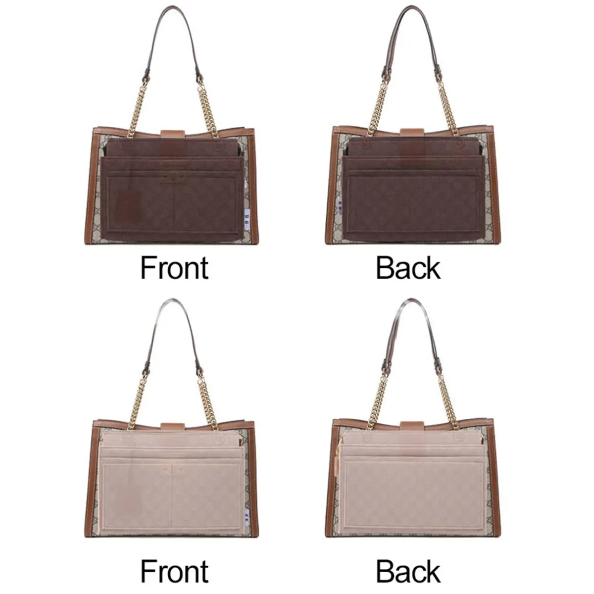 sac à main en feutre multi-poches, sac fourre-tout, sac à main