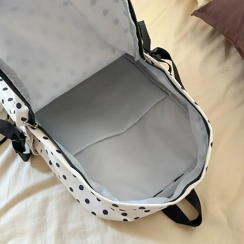 sac à dos y2k à pois avec nœud, design minimaliste, sac à dos léger et durable pour étudiants, idéal pour le quotidien