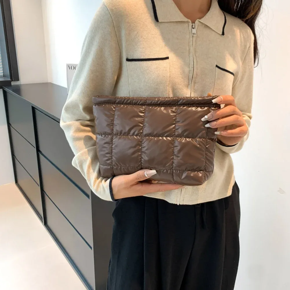 sac de rangement matelassé pour poudres de maquillage pour femme, sac à main solide, pochette pour document, trousse d'évaluation cosmétique, grande capacité