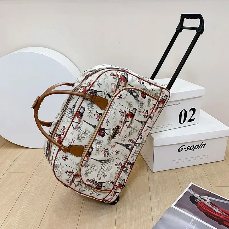 valise de voyage de grande capacité pour femmes, sacs à roulettes, oxford, bagages roulants étanche, sac de voyage avec roulettes