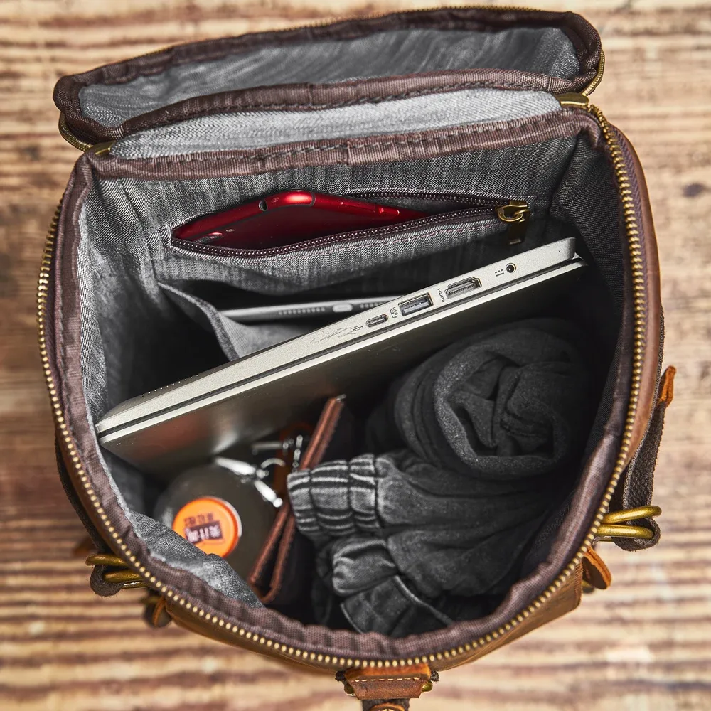nupugoo-sac à dos multifonctionnel en cuir véritable pour homme, sac à main vintage, sac à bandoulière, sac à intervalles personnalisés
