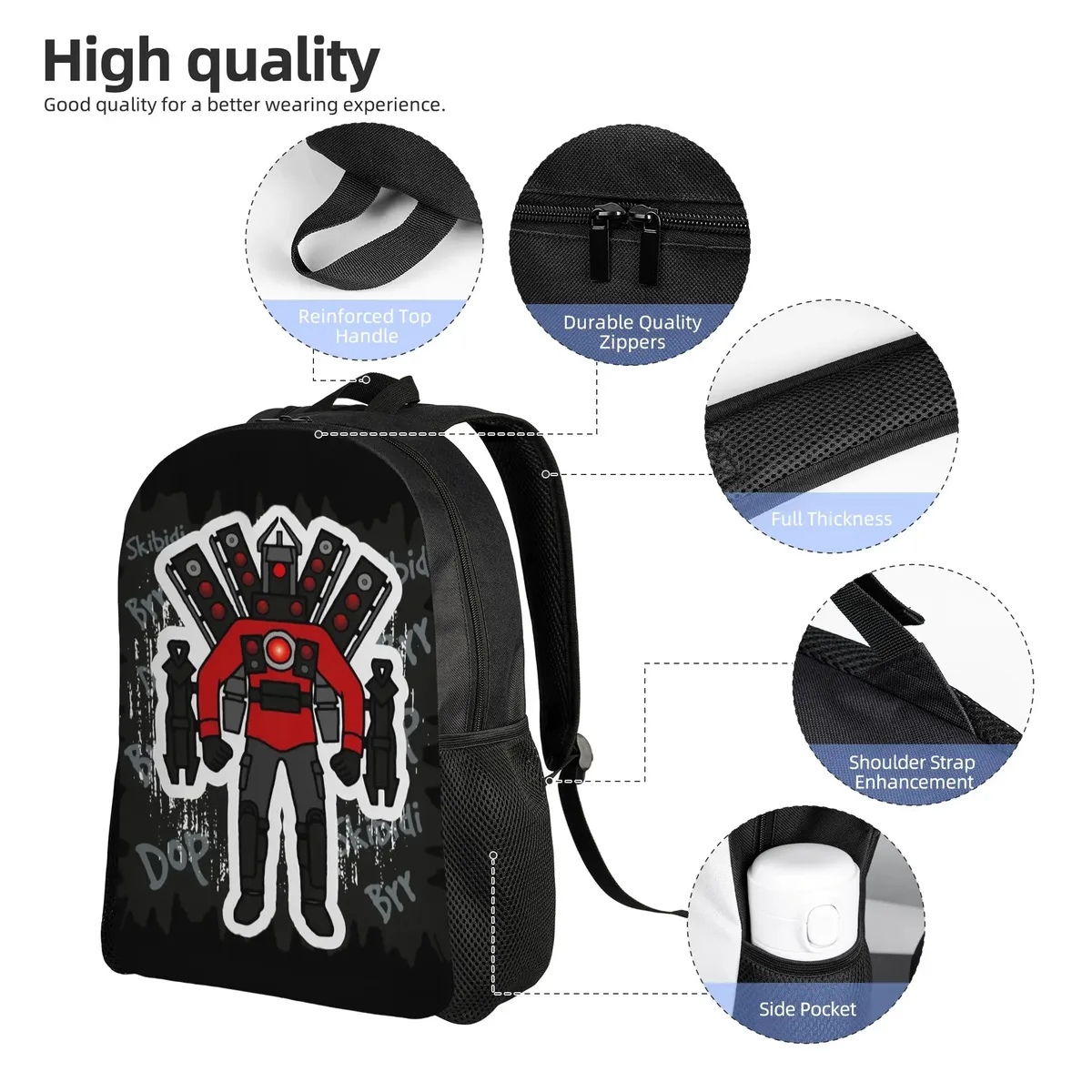 sac à dos titan speakerman pour hommes, femmes, adolescents, lycéens, travail, collège, avec poche, skibidi toilet