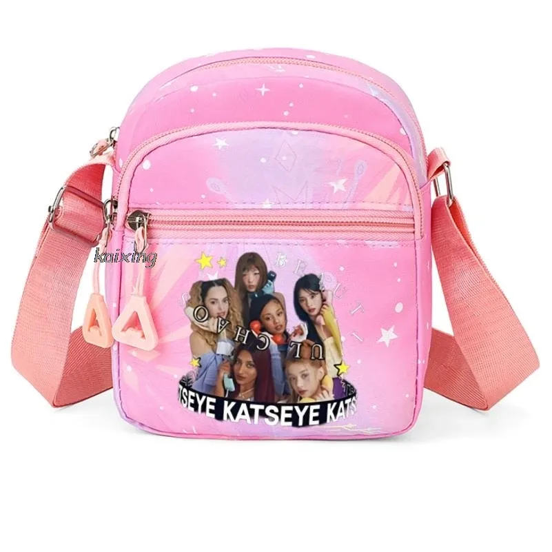 nouveau sac à bandoulière katseye à imprimé amusant pour hommes et femmes, pochette à bandoulière imprimée, grande capacité, pochette de rangement élégante, meilleurs cadeaux
