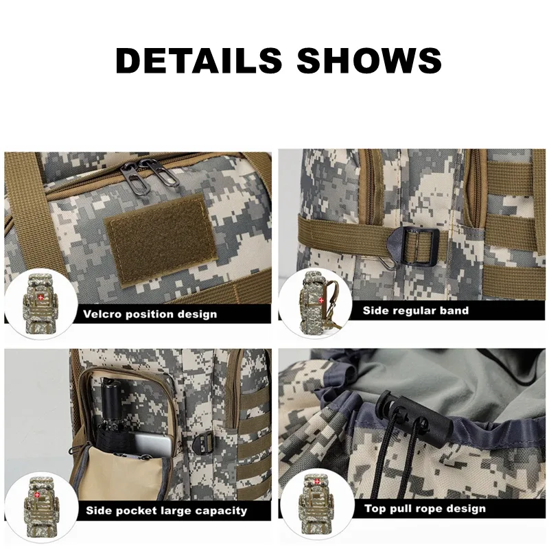 sac à dos oxford de grande capacité, 80l, 900d, étanche, militaire, pour activités en plein air, camping, randonnée, trekking, pêche, chasse