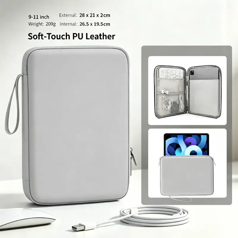 étuis pour tablette de 11/12,9 pouces, sacoche portable pour tablette, pochette de rangement protectrice pour les voyages quotidiens et l'utilisation au bureau