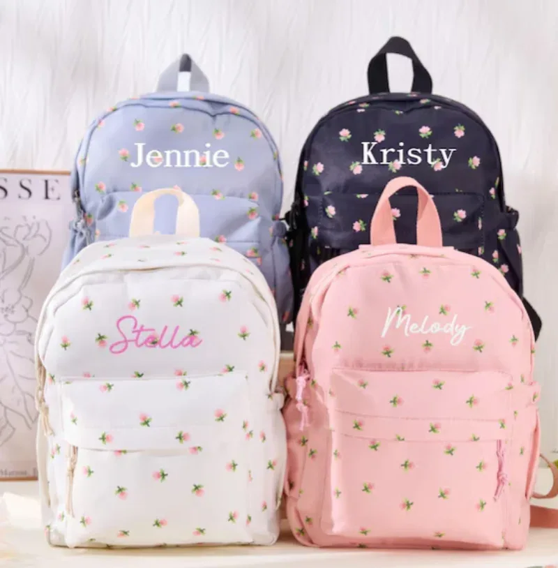 sac à dos personnalisé pour tout-petits, sac à dos floral brodé pour enfants, sac pour livre d'âge préscolaire, sac à dos pour enfants, sac pour garçons et filles