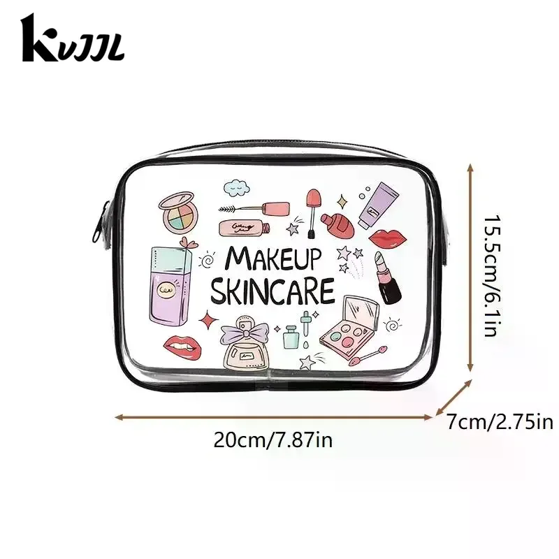 trousse à cosmétiques zippée en pvc, trousse de toilette transparente pour femmes et filles, organisateur de voyage léger de grande capacité