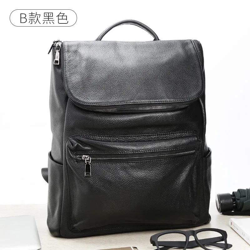 sac à dos en cuir de vachette véritable pour hommes, sac d'école masculin pour ordinateur portable, sacs à dos de loisirs, sac de voyage décontracté, style coréen, haute qualité, 2023