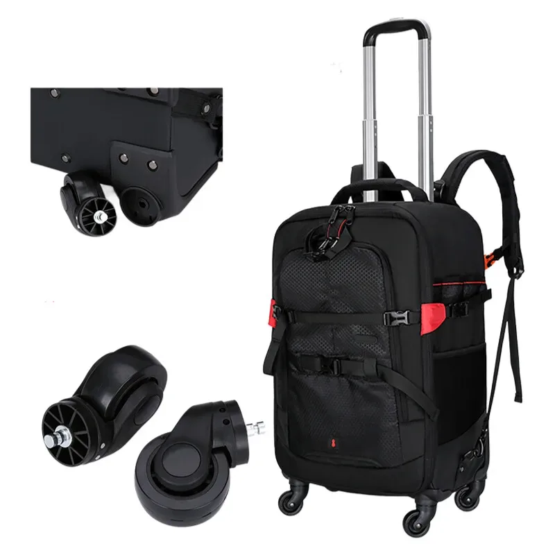 valise à roulettes de marque pour appareil photo, sac à bandoulière professionnel multifonction avec roulettes, grande capacité, bagages de photographie de voyage
