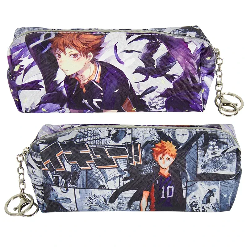 hinata shoyo tobio kageyama haikyuu! pochette de rangement de voyage en cuir synthétique, sac à cosmétiques à fermeture éclair