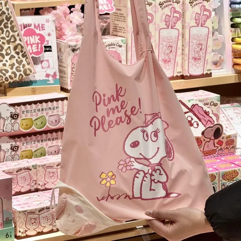 sac à bandoulière rose snoopy cherry blossom season, sac sous le bras, sac de rangement pliable pour les voyages et les courses au supermarché
