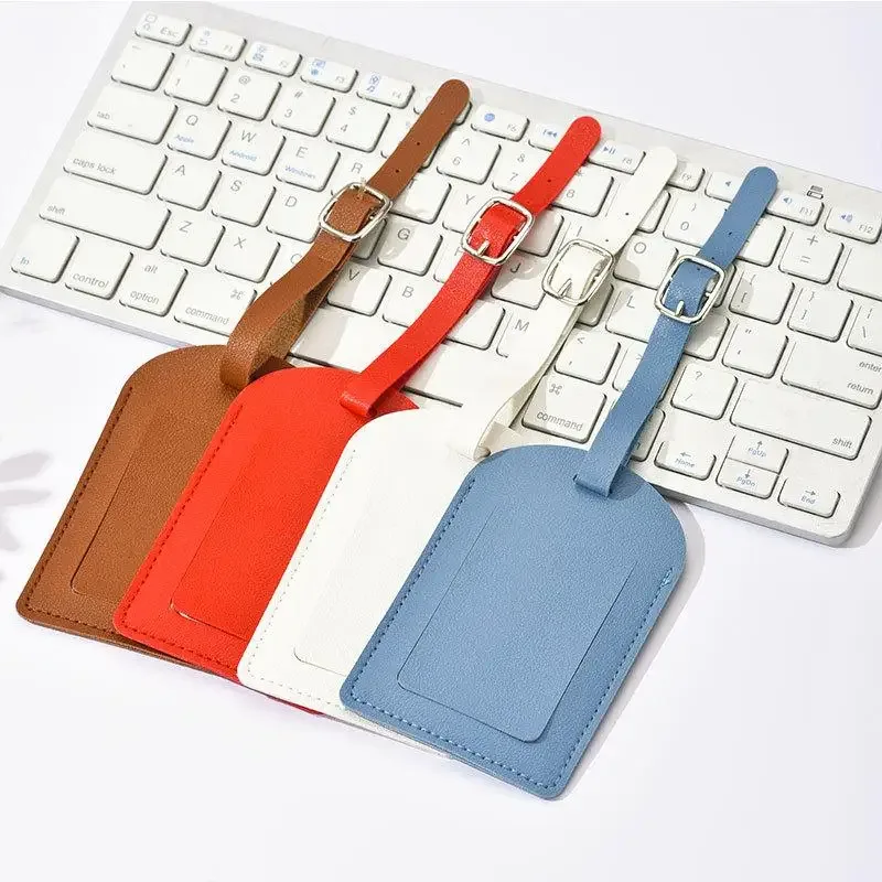 étiquette d'identification de valise en cuir pu, étiquette de bagage pour embarquement, porte-nom et adresse, accessoire de voyage pour femmes et hommes.