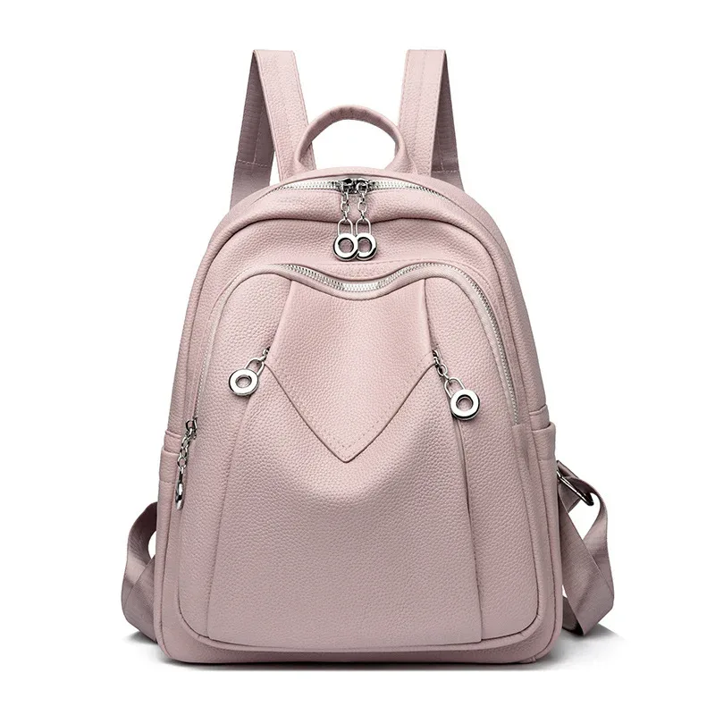 Sac à dos en cuir PU pour femmes : sacs à dos souples antivol convertibles - Sac à dos de voyage élégant pour femmes