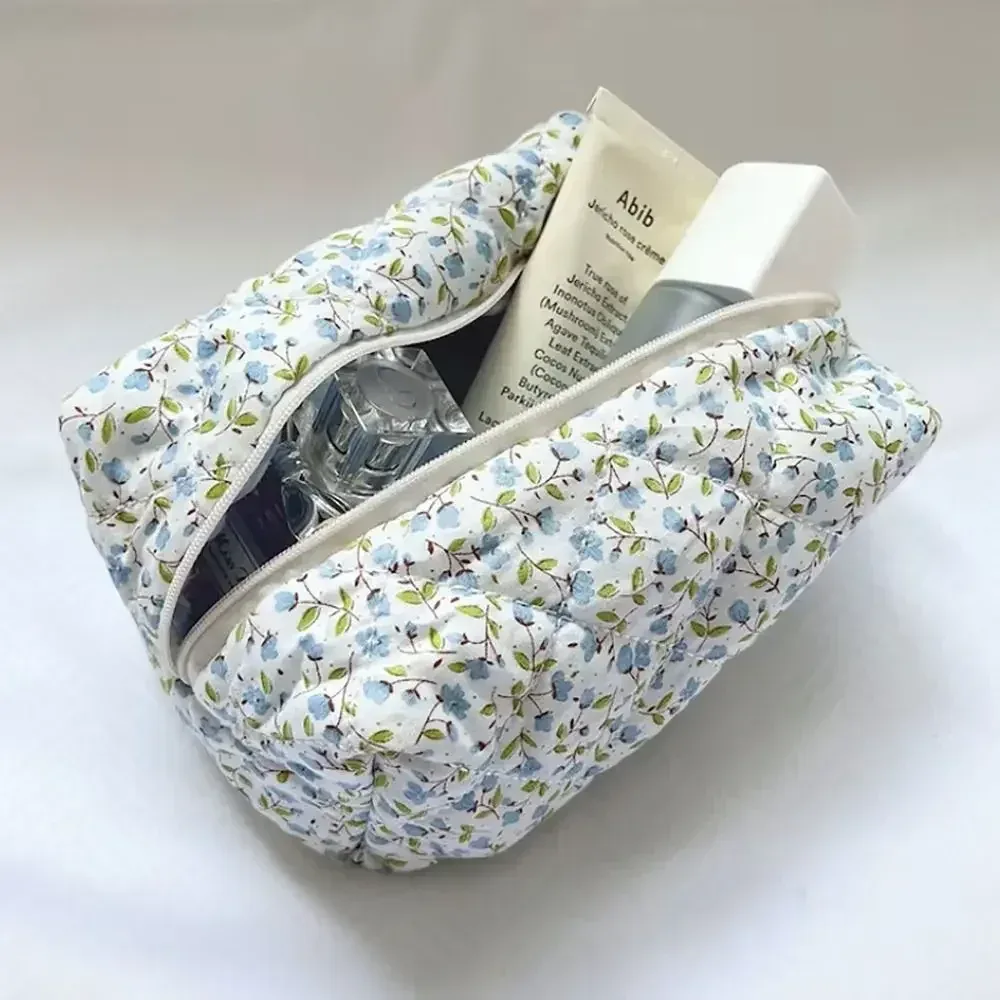 sac de maquillage matelassé matelassé à imprimé de fleurs, sac à main de rangement, trousse de toilette, poudres cosmétiques, grand sac de voyage, 1pc