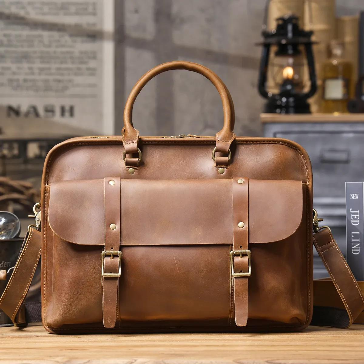 porte-documents vintage en cuir de vache véritable pour homme, grand format, décontracté, de créateur, fait main, sacoche pour ordinateur, sac messager