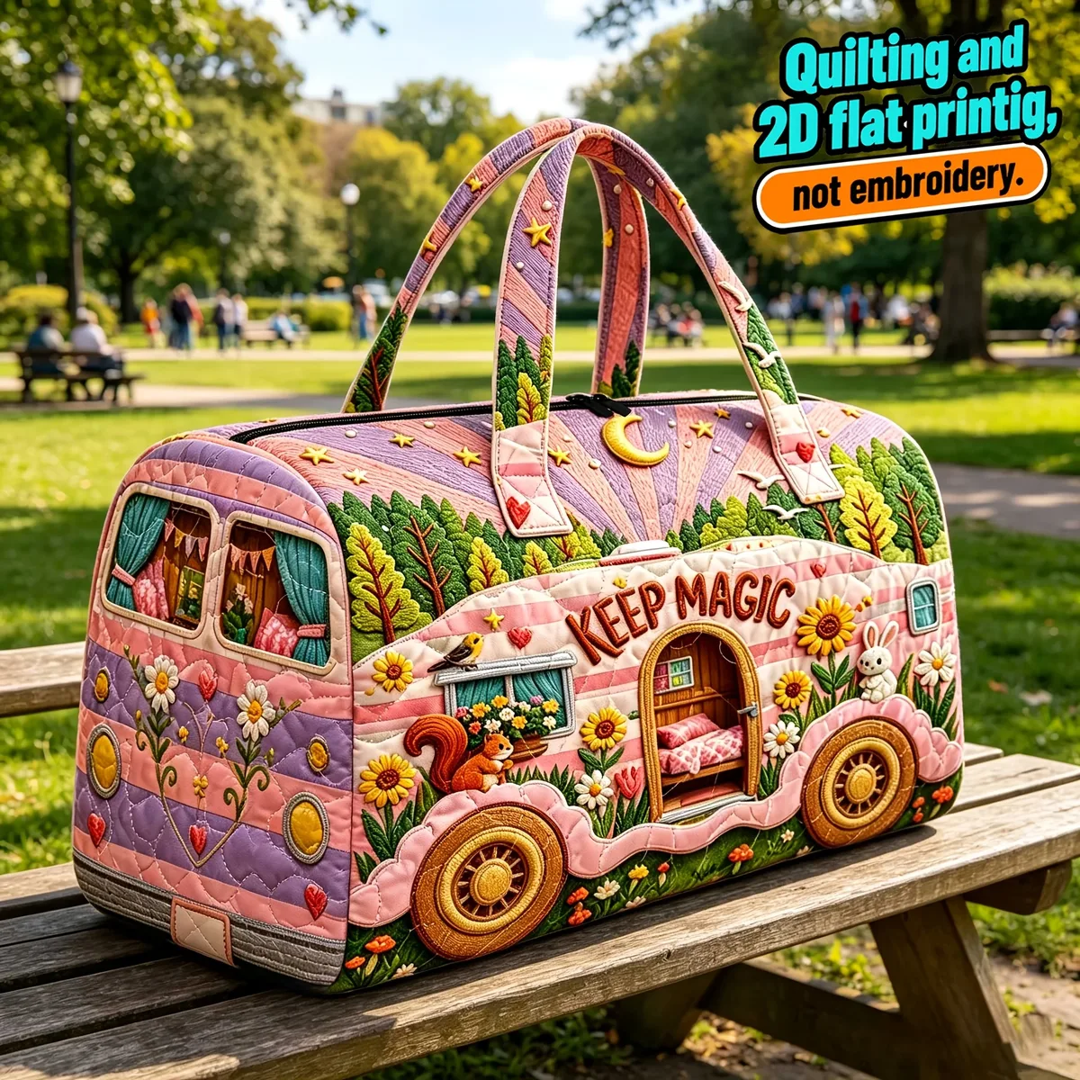 sac en toile matelassé grande capacité - sac de voyage en tissu matelassé 3d - sac de voyage pour courtes distances