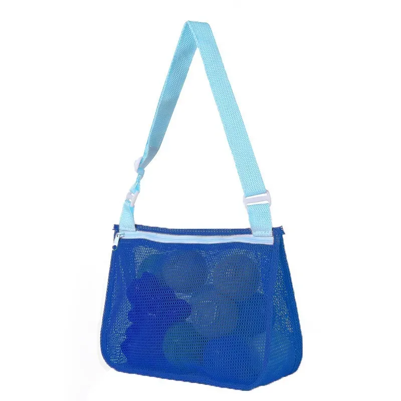 sac de rangement en filet à cordon pour enfants, sac de plage portable en filet, sac organisateur de plage à bandoulière en maille pour enfants