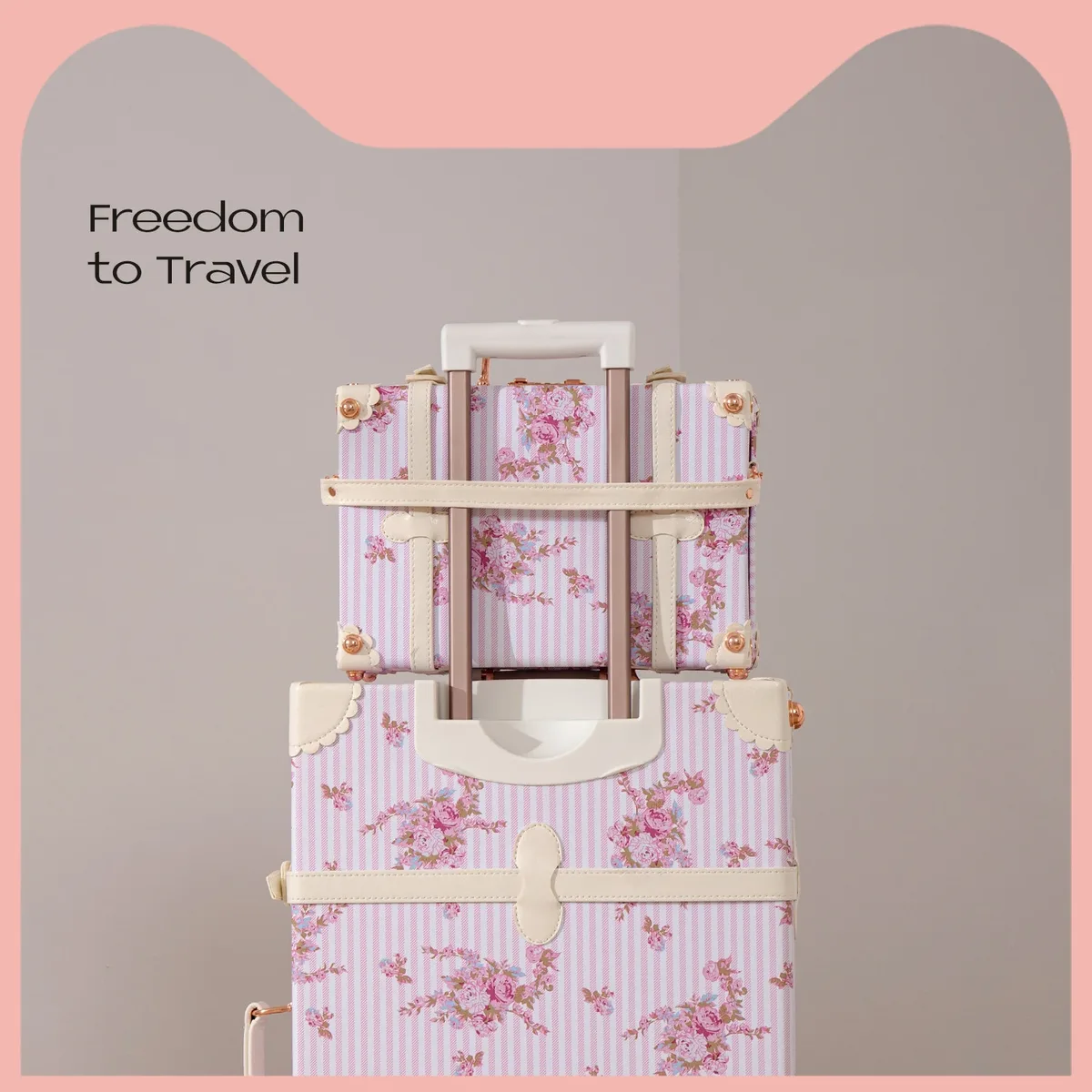 nouvelle valise de voyage vintage pour femme, ensemble sac à main et bagage à roulettes, motif floral tendance, roues universelles, 20/22/24/26 pouces
