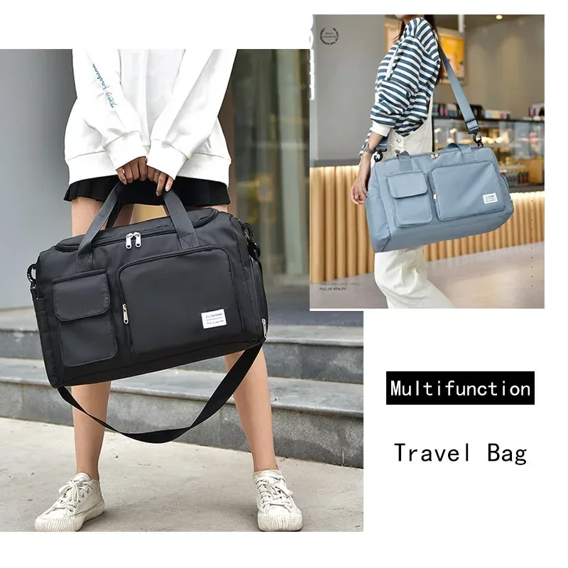 sac de voyage de grande capacité pour week-end, sacs de sport avec compartiment à chaussures, sacs de sport et de fitness pour femmes, sac à bandoulière