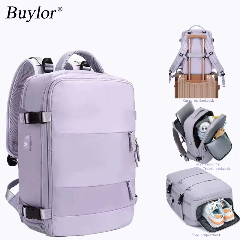 Buylor Sac à dos de voyage pour femme 40x25x17 Sac à dos de cabine d'avion Bagage à main Sac à dos pour ordinateur portable 14 pouces Sac à dos décontracté
