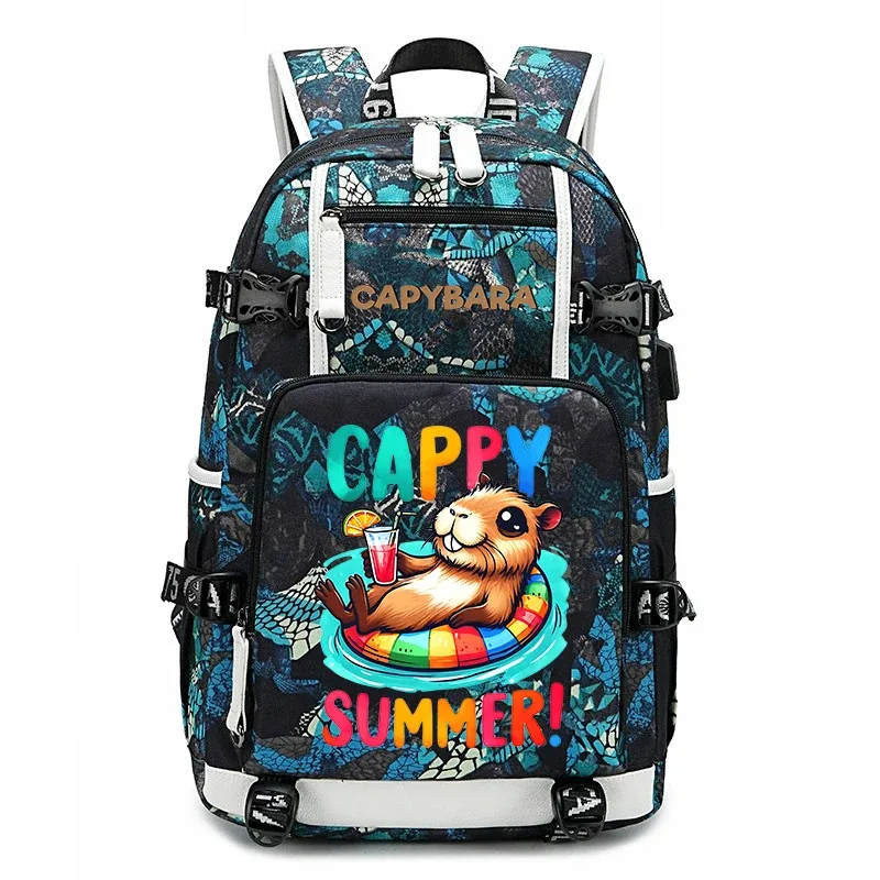 sac à dos d'étudiant à grande capacité avec imprimé de capybara, pour garçons et filles, sac de voyage décontracté, sac d'école léger et durable, utilisation quotidienne