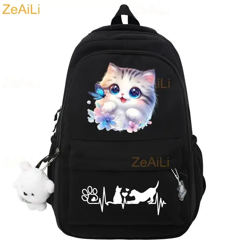 sac à dos pour ordinateur portable à thème chat mignon, grande capacité, pour femmes et hommes, sacs d'école pour garçons et filles, sac de voyage cool