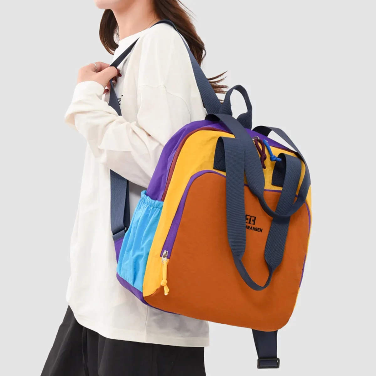 sac bandoulière, en toile color-block, sac à dos original homme 2026, sac fourre-tout multifonctionnel grande capacité pour femme, sac d'étudiant