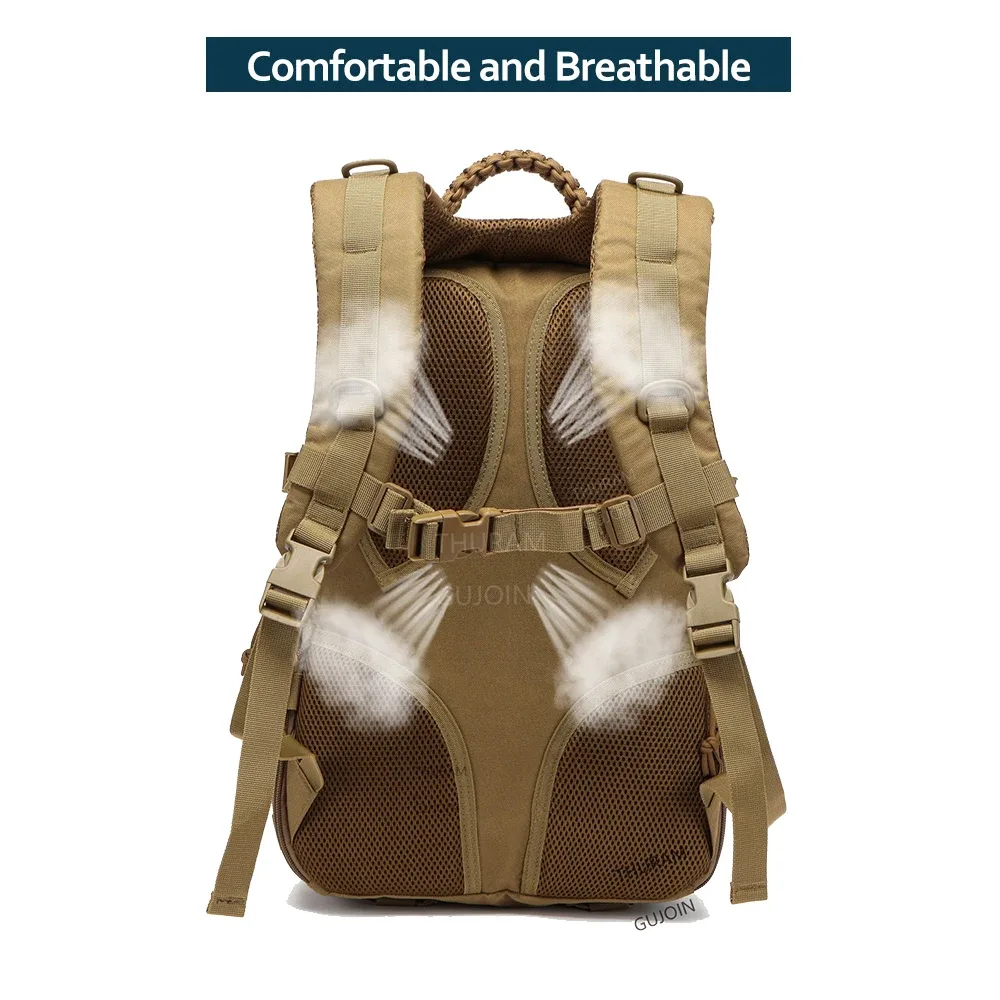 style de sac à dos tactique 38l, sac à dos extérieur étanche de grande capacité avec système molle, sac de randonnée camping voyage bug out