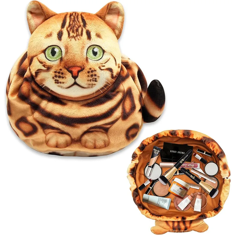 trousse de maquillage à cordon en forme de chat, sac à cosmétiques portable de grande capacité pour femmes, organisateur de voyage, sac de rangement, pochette de soins de la peau