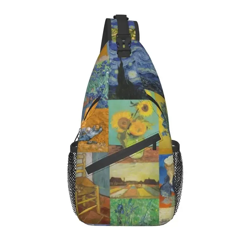 sac à dos à bandoulière motif fleurs d'amandier pour homme, accessoire décontracté de voyage, motif peinture de vincent van gogh