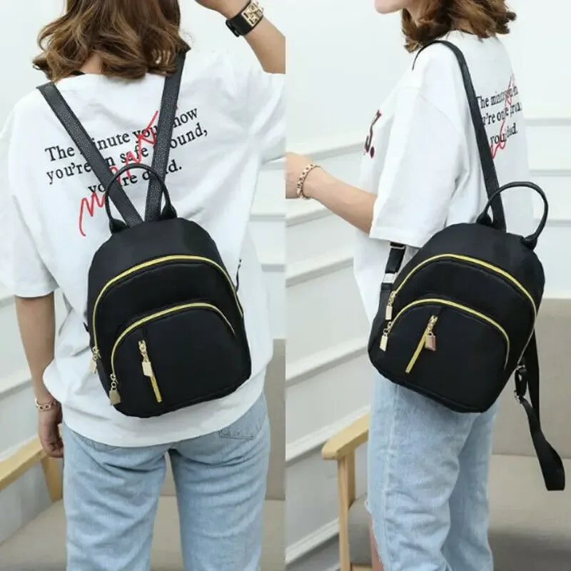 Sac d'école de mode en Nylon sac à dos noir fille Mini sac à dos de voyage pour les femmes