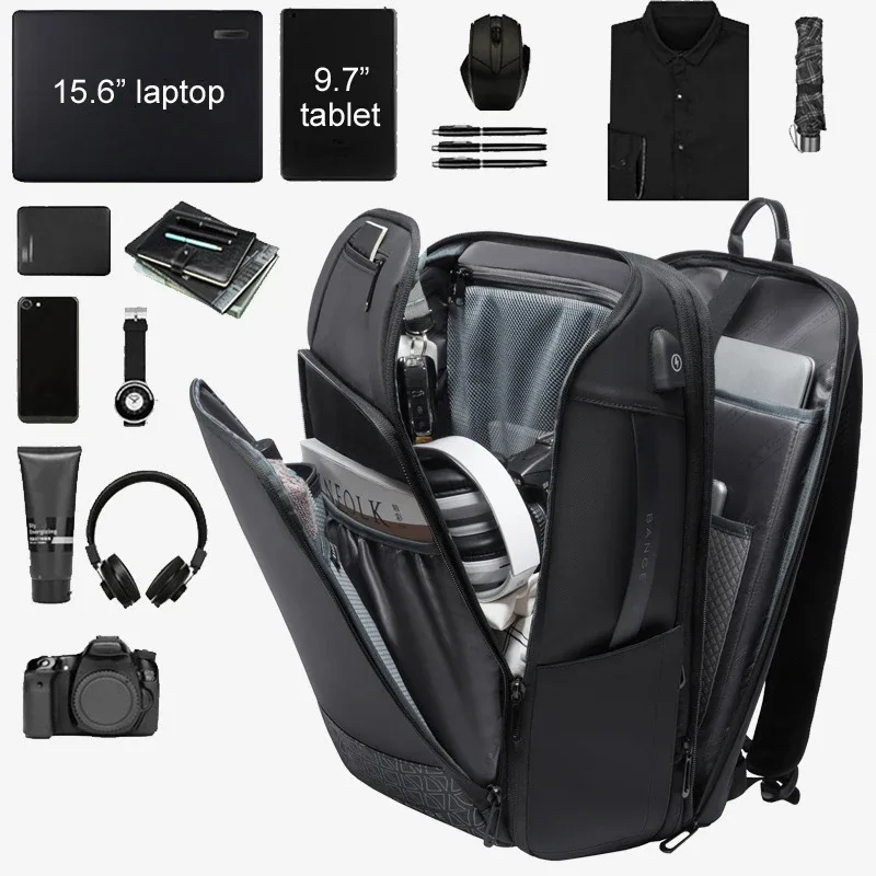 sacs à dos de style anglais pour hommes et femmes, sac à dos de voyage pour ordinateur portable, sac fourre-tout évolutif, grande capacité, antivol, bagages de luxe, 15.6"