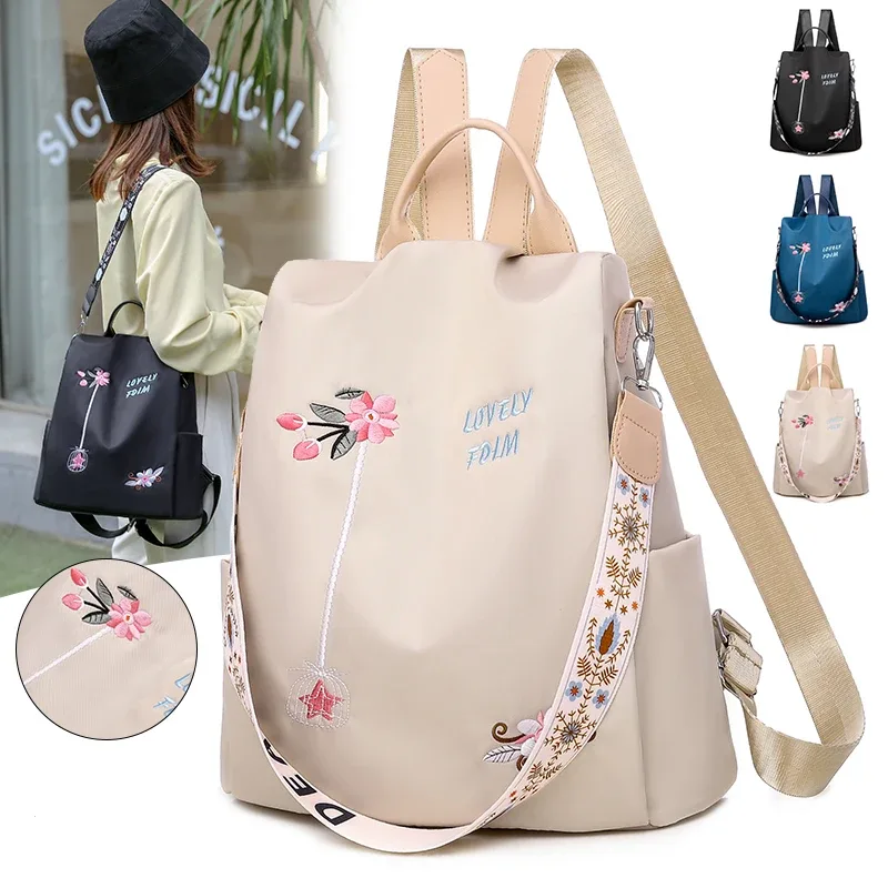 sac à dos oxford étanche pour femmes, sac à dos antivol à la mode, sac d'école imprimé de haute qualité, grande capacité, 2024