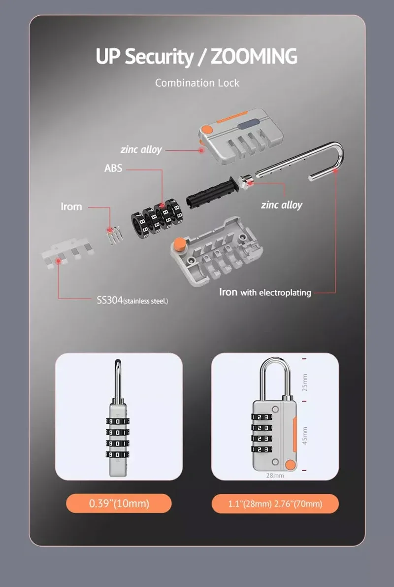 câble de sécurité en acier avec cadenas à combinaison à 4 chiffres, 1 ensemble de cadenas de voyage, câble de sécurité gainé de 1 m à double boucle pour bagages