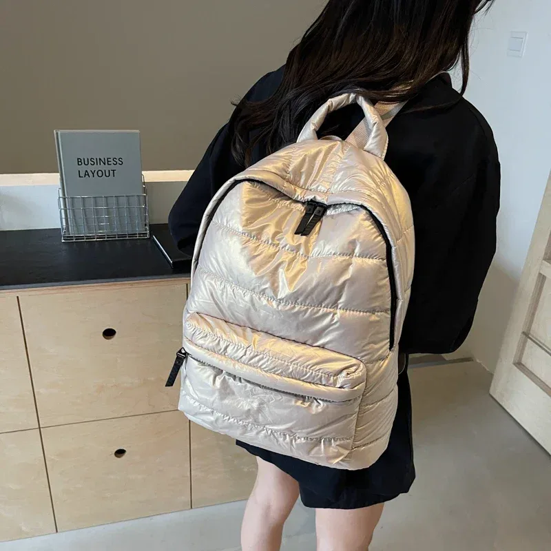 sac à dos d'école rembourré en coton imperméable pour femme, sac à dos décontracté pour femme, sacs de voyage, mode initiée, automne, hiver