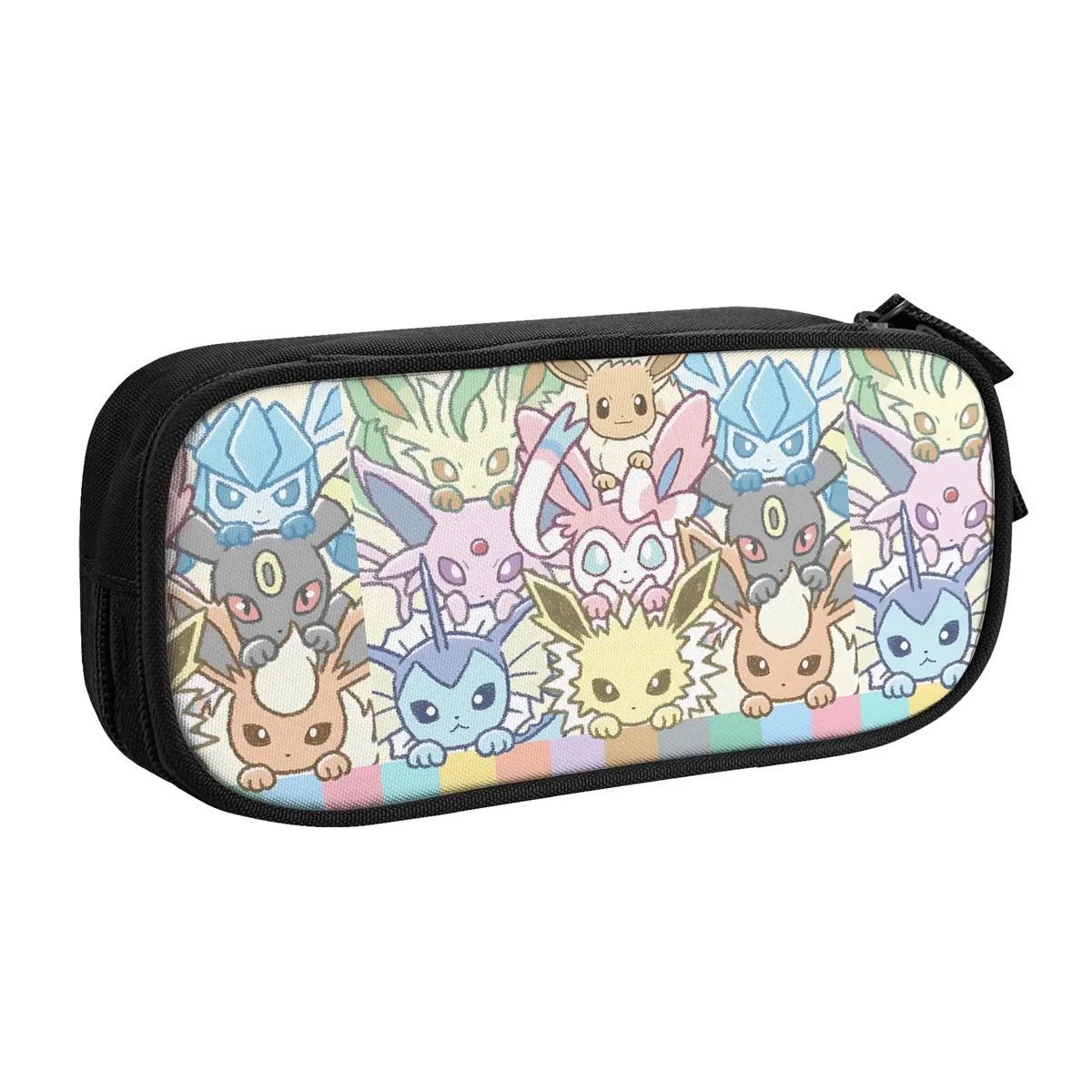 sacs personnalisés pokemon eevee eeveelution de grande capacité pour enfants, trousse à crayons d'école pour garçons et filles