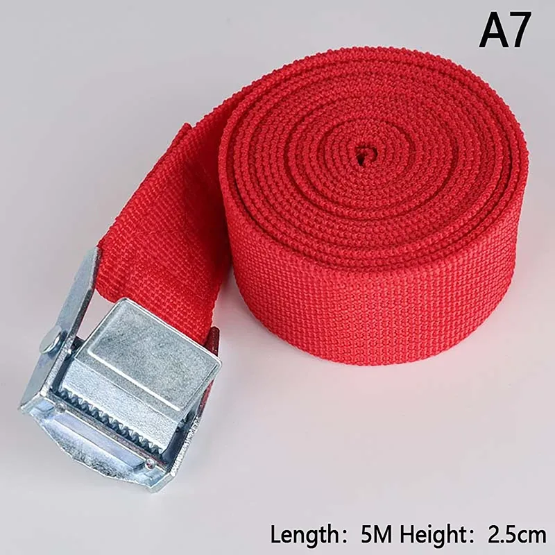 sangles de chargement de 5m avec boucle, ceinture d'arrimage pour moto, voiture, vélo, corde de remorquage en métal, ceinture de fixation à cliquet solide pour sac à bagages
