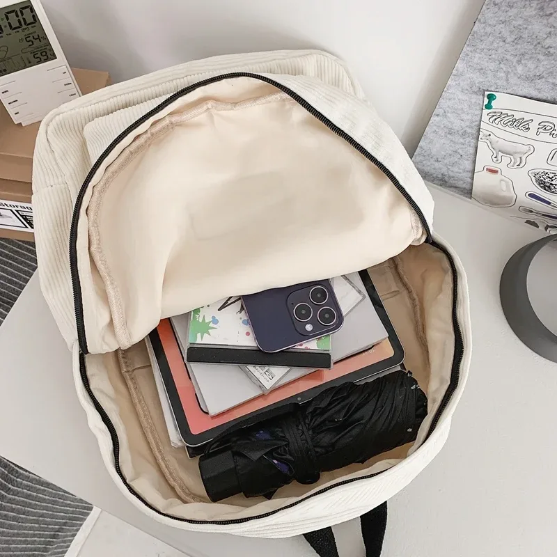 vintage garçon fille velours côtelé vert sac d'école hommes femmes ordinateur portable collège sac à dos cool dame étudiant mode femme voyage bookbag nouveau