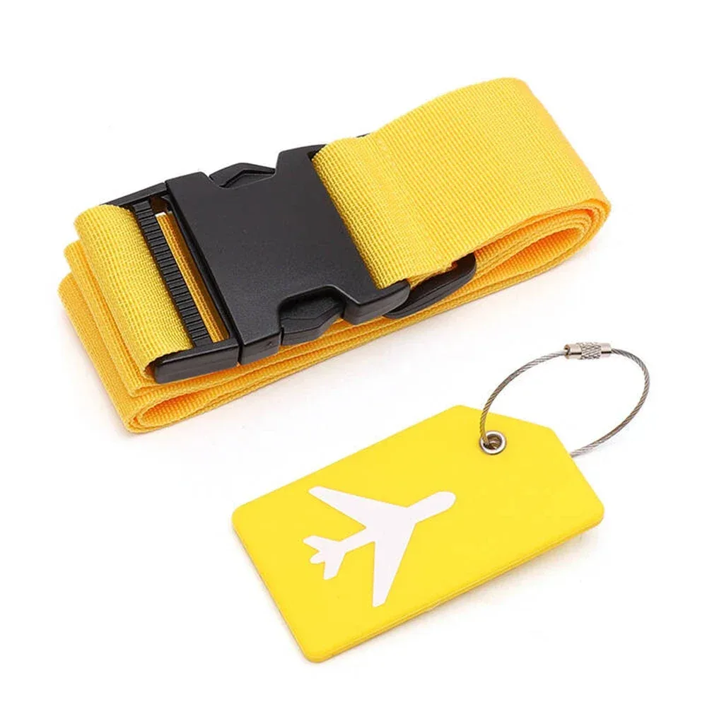 ensemble de sangles de bagages avec étiquette de bagage, plusieurs couleurs de sangles de bagage adaptées à différents types de bagages adaptées aux voyages