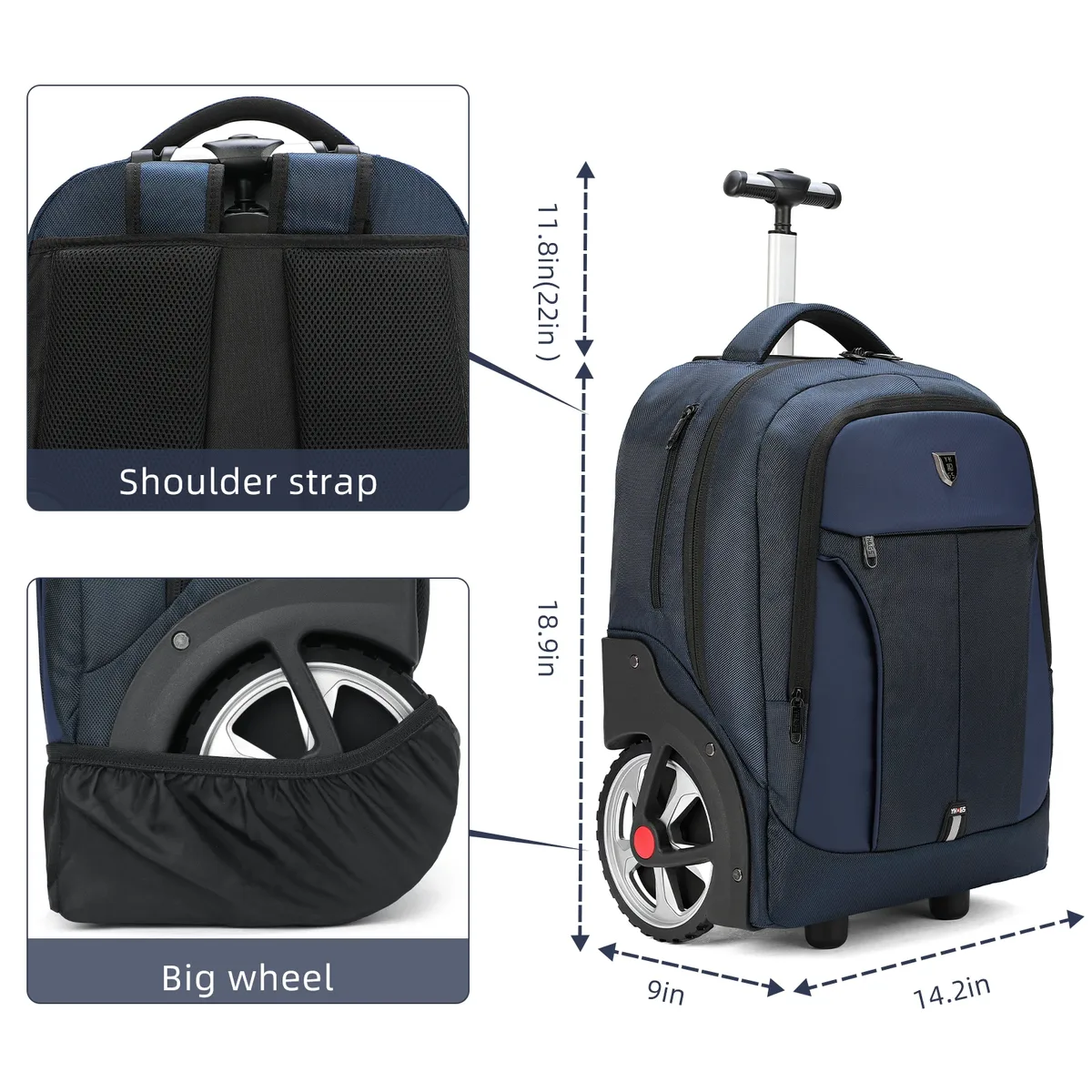 rucyen sac à dos à bagages roulant avec roues valises de voyage sacs à roulettes de grande capacité sac à dos multifonctionnel sacs pour ordinateur portable