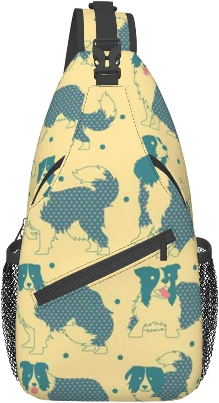 collie – sac à dos à bandoulière en corde, motif floral, triangle, canfeng, sac à dos pour voyage, randonnée, sac de jour