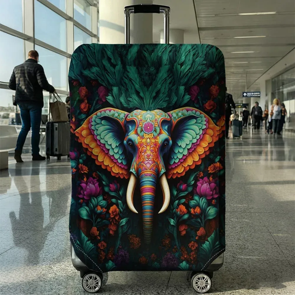housse de bagage colorée à imprimé éléphant, adaptée aux bagages de 18 à 32 pouces, manchon pour poignée de bagage, accessoires de voyage